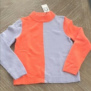 Colorblock Sweater in Orange and Lavender